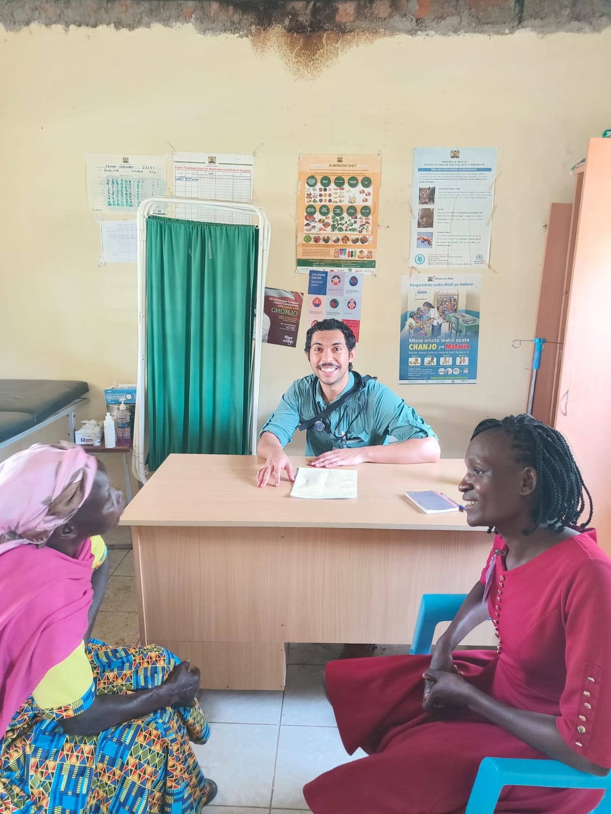 Community waiting at mobile clinic
